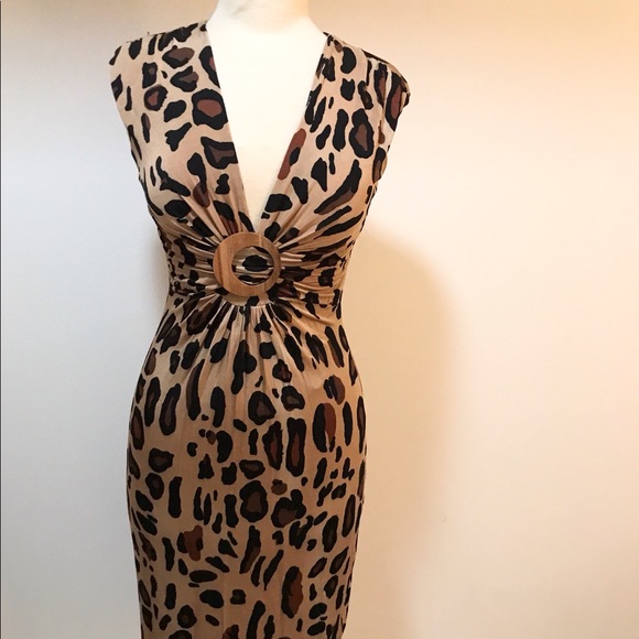 Cache Dresses & Skirts - CACHE Animal Print Stretchy Sleeveless VNeck Dress